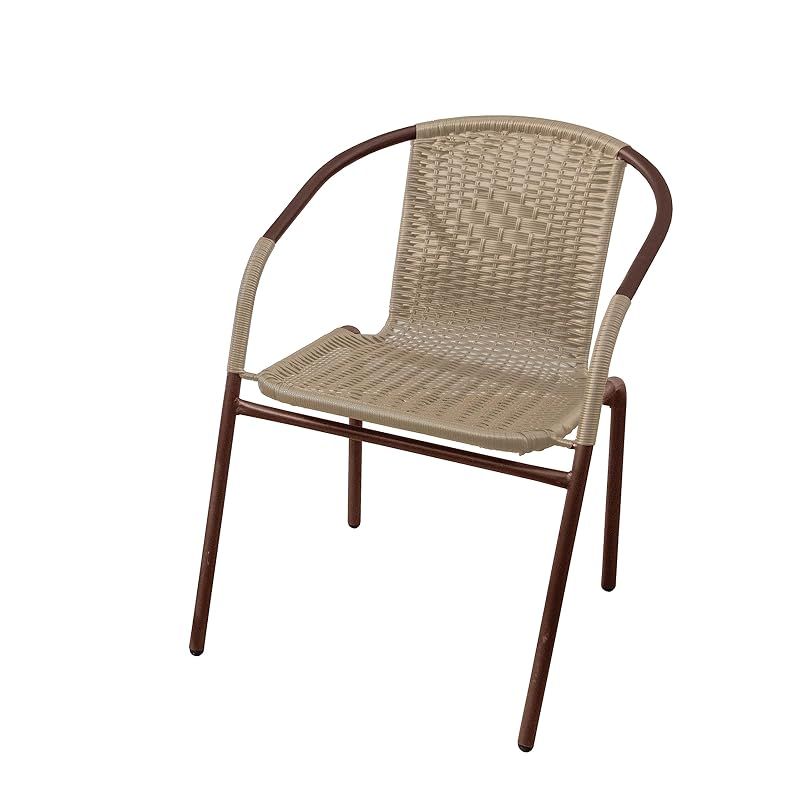 【新着商品】リビングアウト(Living Out) ラタン調チェア 幅52×奥行63×高さ71cm お洒落 椅子 完成品 スチール製 頑丈 カフェ 組み立て不要 春夏