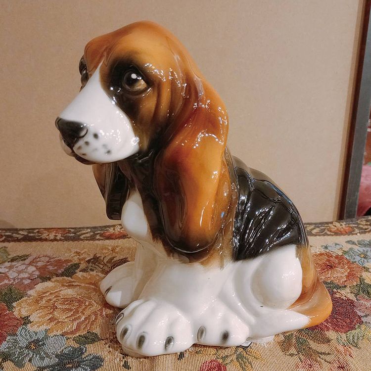 犬置物　バセットハウンド　ランプ　年代物　レトロ 犬置物バセットハウンドランプ年代物レトロ