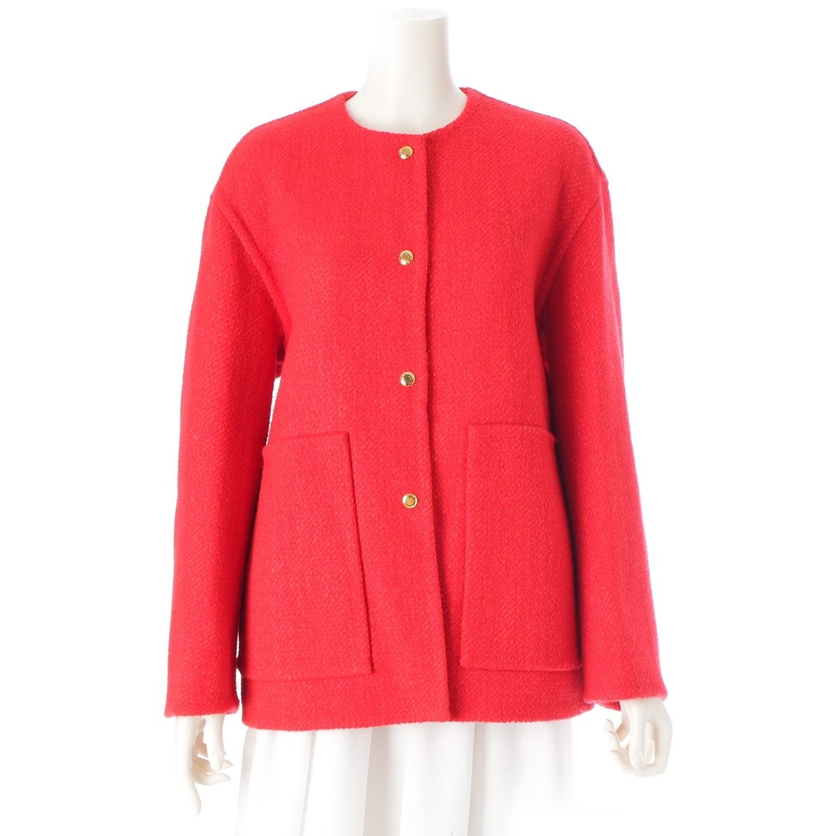 drawer ドゥロワー ツイードノーカラージャケット 2024 38 ブラック