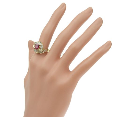 R1.05/D1.16 ルビー ダイヤモンド リング K18 イエローゴールド YG  