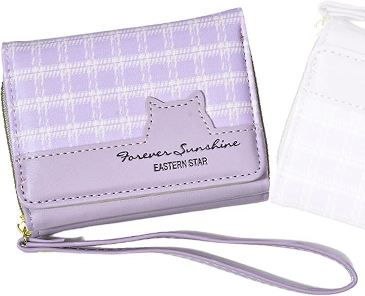 Thumbnail of penogo Nyahfunya Wallet, Girls' Middle School Student Gift, Comes with a Special Box, Women's, Tri-Fold, Children's, Kids', Card Case, PU (Purple)