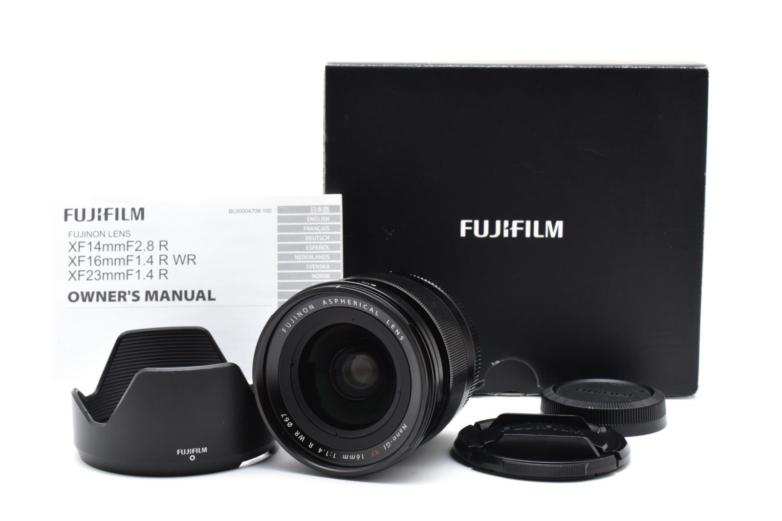 上 フジフイルム FUJIFILM XF 16mm F1.4 R WR 元箱 レンズフード付き 完動品 25P95A507153