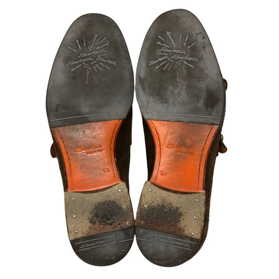 サントーニ レザーシューズ カルロス ダブルモンク スエード【AFD15  