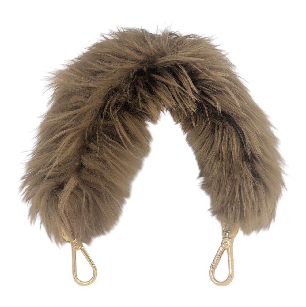 FENDI フェンディ ストラップユー ファー レザーブラウン バッグ用ストラップ ゴールド金具 レディース お洒落