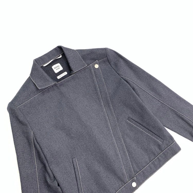 未使用品 HERMES エルメス ステッチデニムライダース ジャケット 