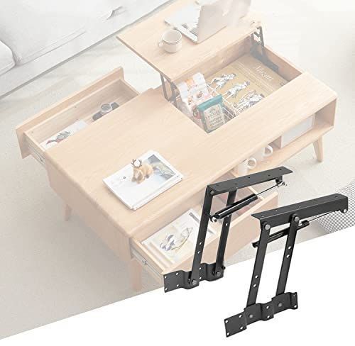 Qiilu 1ペア 油圧ヒンジ 折り畳み油圧ヒンジ テーブル用ヒンジ リフトア…