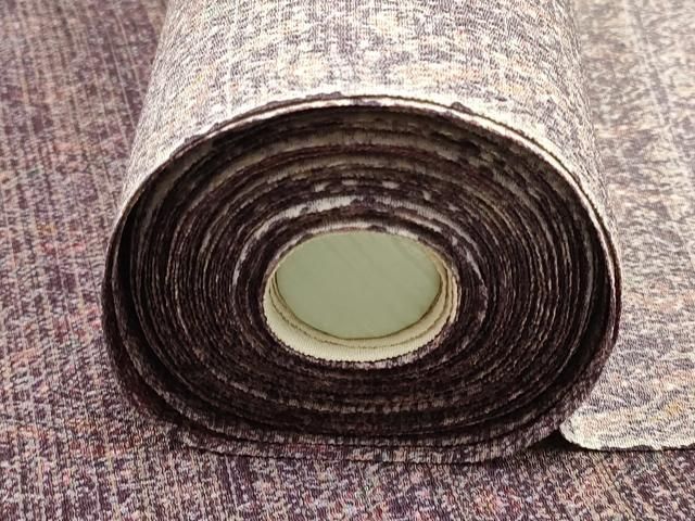 平和屋着物▽小紋 反物 着尺 横段幾何学文 鬼しぼ縮緬 正絹