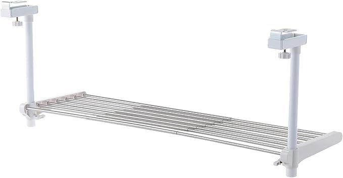 SONGMICS ハンガーラック ツッパリ式 伸縮式ランドリーラック ホワイト