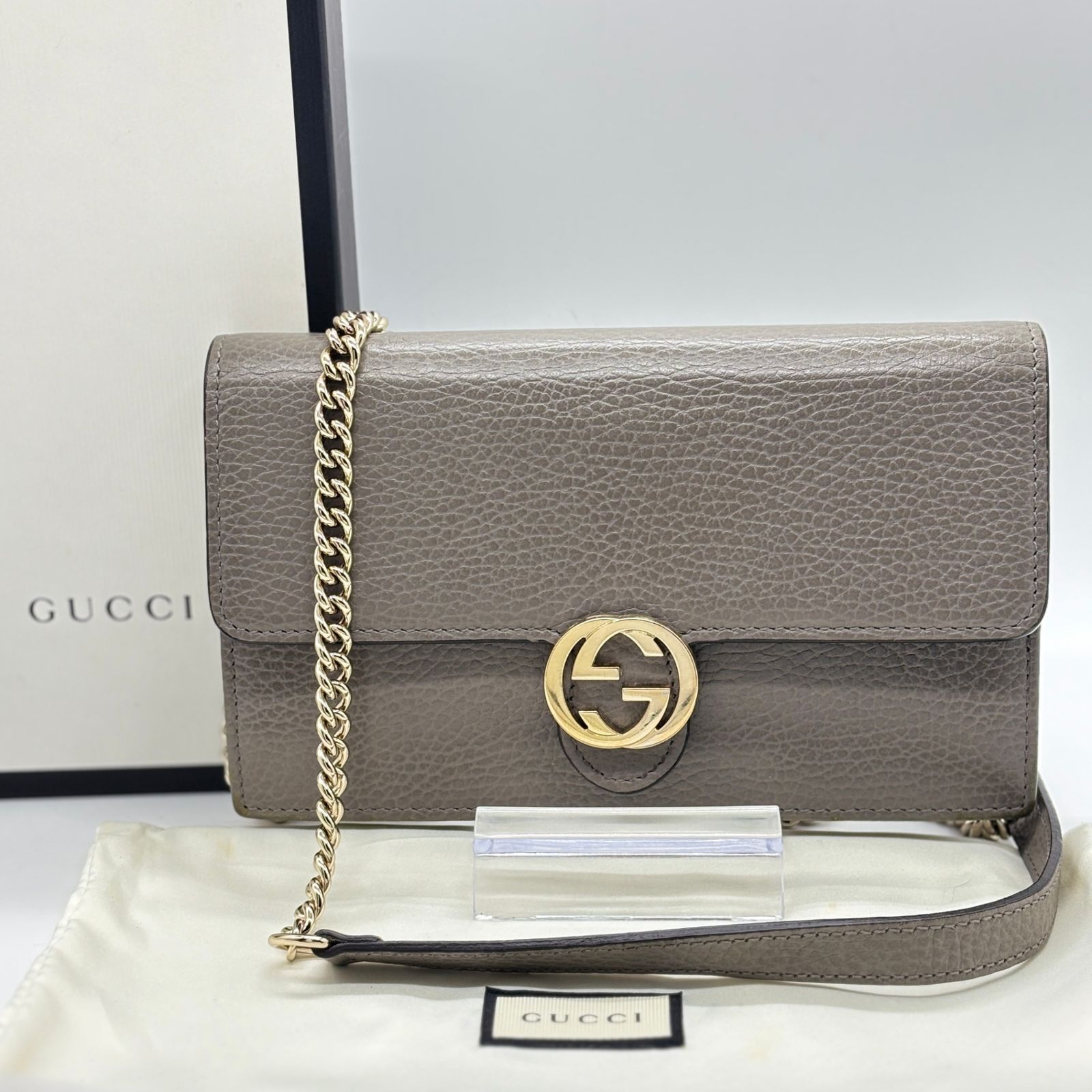 チェーンウォレット GUCCI グッチ 長財布 インターロッキングG レザー