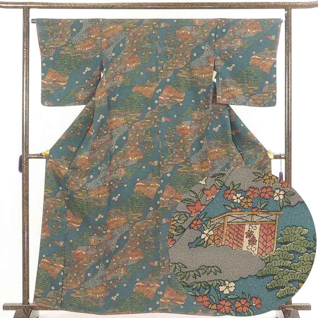 小紋 着物 身丈163cm 裄64cm 前幅24cm 後幅30cm 袖丈49cm 袷仕立 正絹 