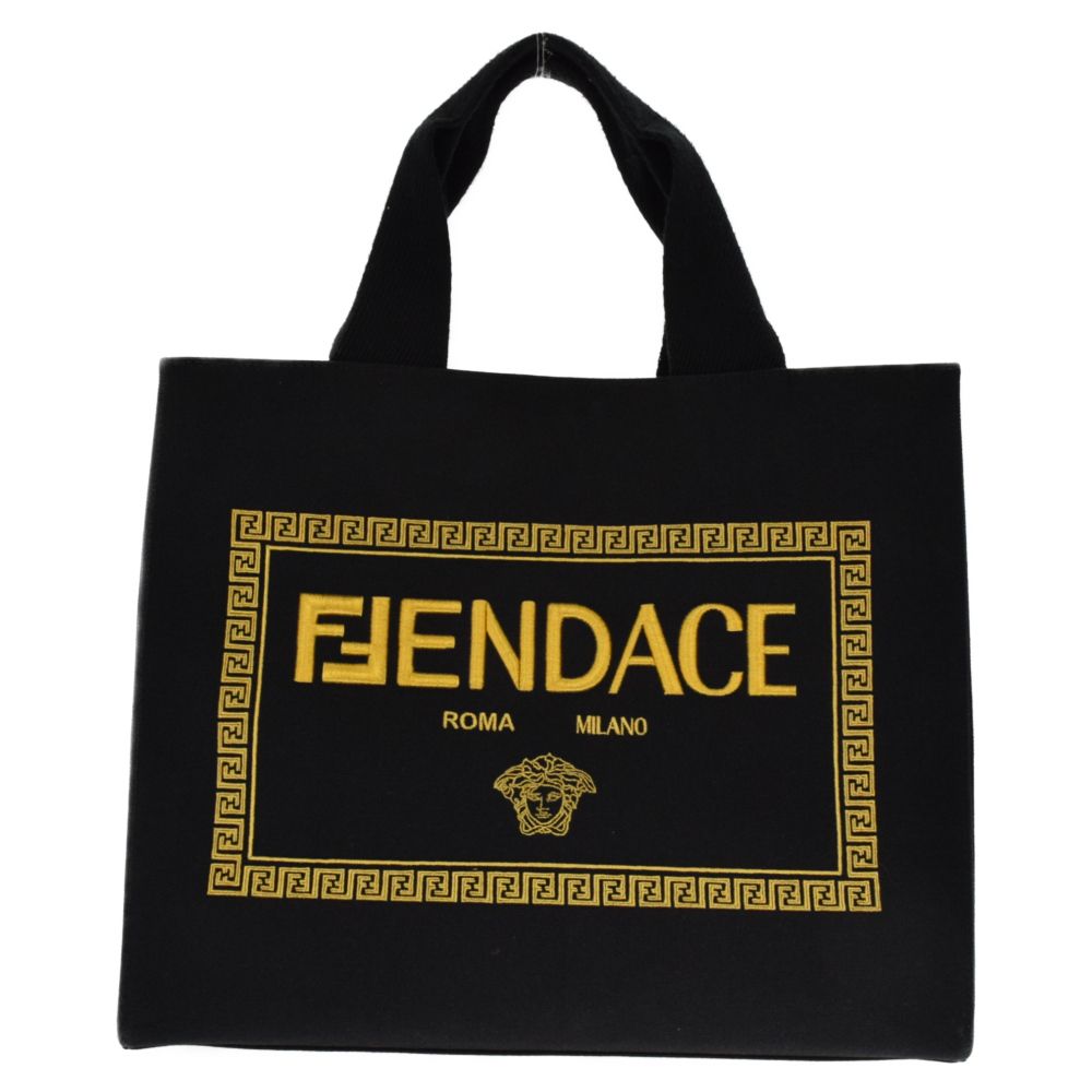 FENDI (フェンディ) ×VERSACE Fendace ロゴ刺繍キャンバストートバッグ