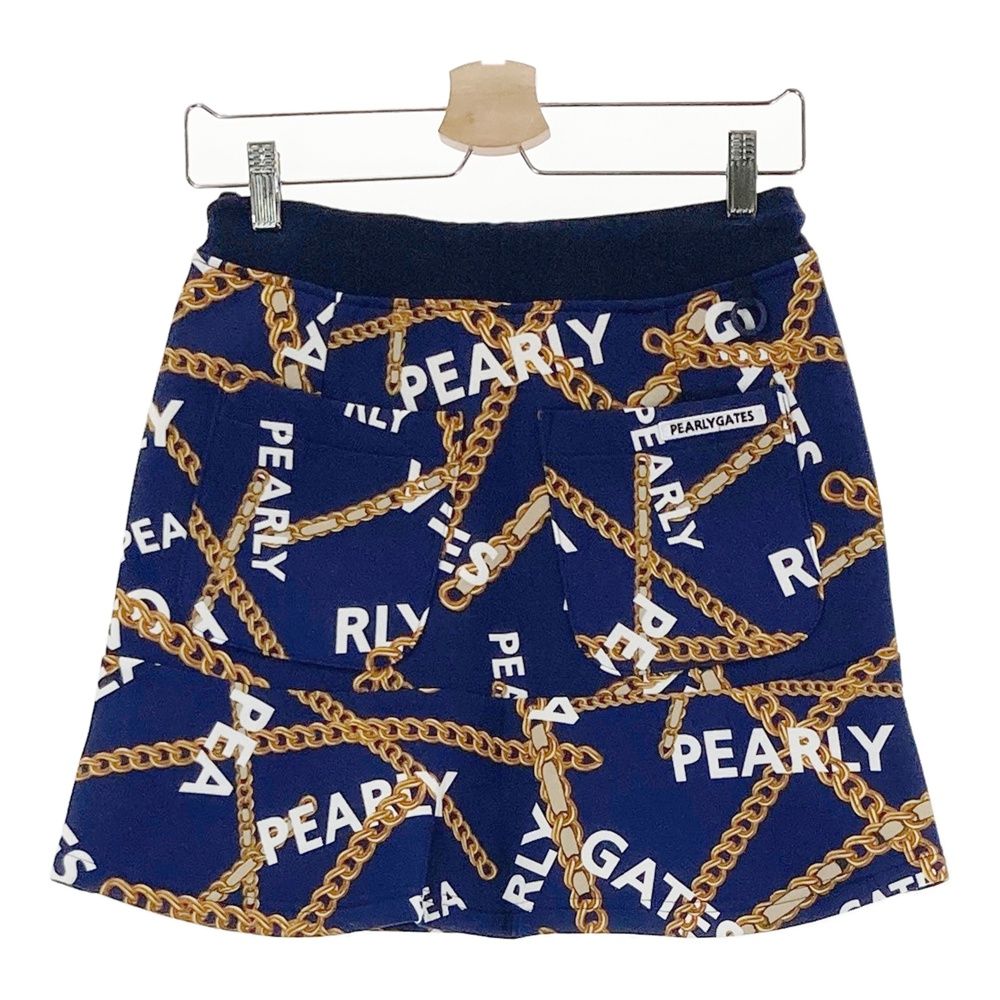 サイズ 0 PEARLY GATES パーリーゲイツ 055-2234036 ストレッチスカート チェーン柄 ネイビー系 240101543741 ゴルフウェア レディース ストスト