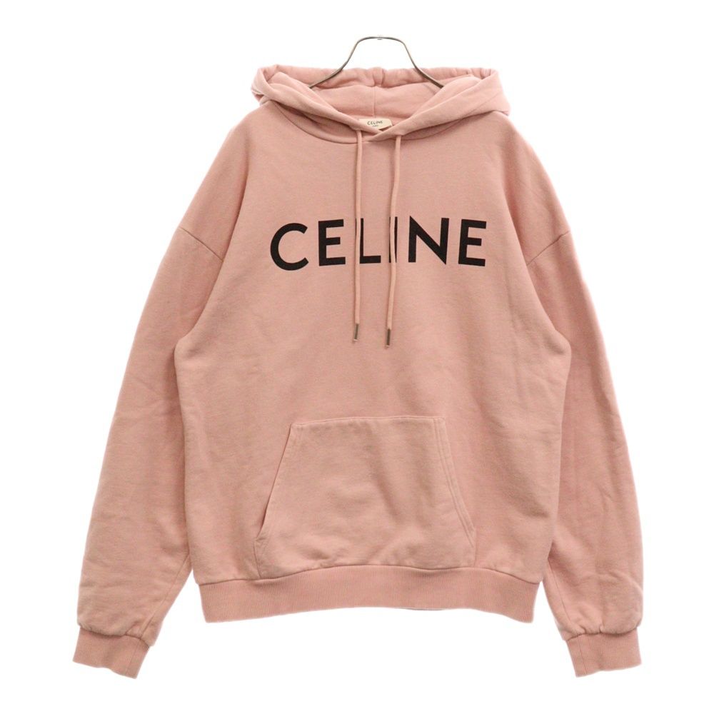 CELINE (セリーヌ) フロントロゴプリント コットン プルオーバーパーカー ピンク 2Y321670Q