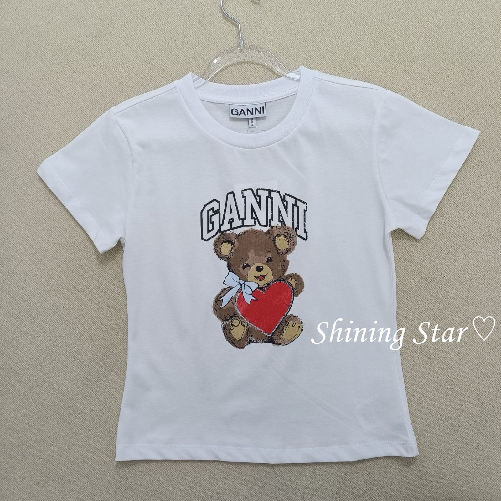 GANNI 関税込 ベーシックジャージーベア スモールTシャツ GANNI ガニー Tシャツ 半袖 レディース ベーシック ジャージー