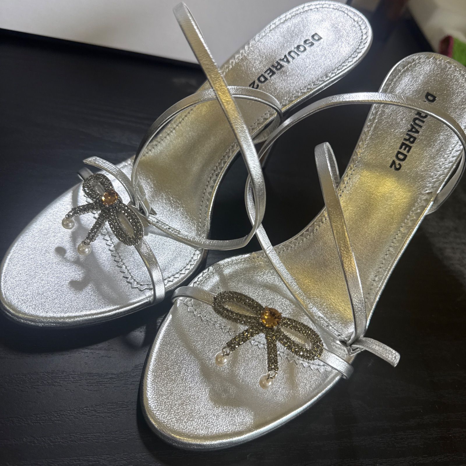 DSQUARED2 ディースクエアード ヒールサンダル ミュール 39 シルバー ♥ 定価204600円