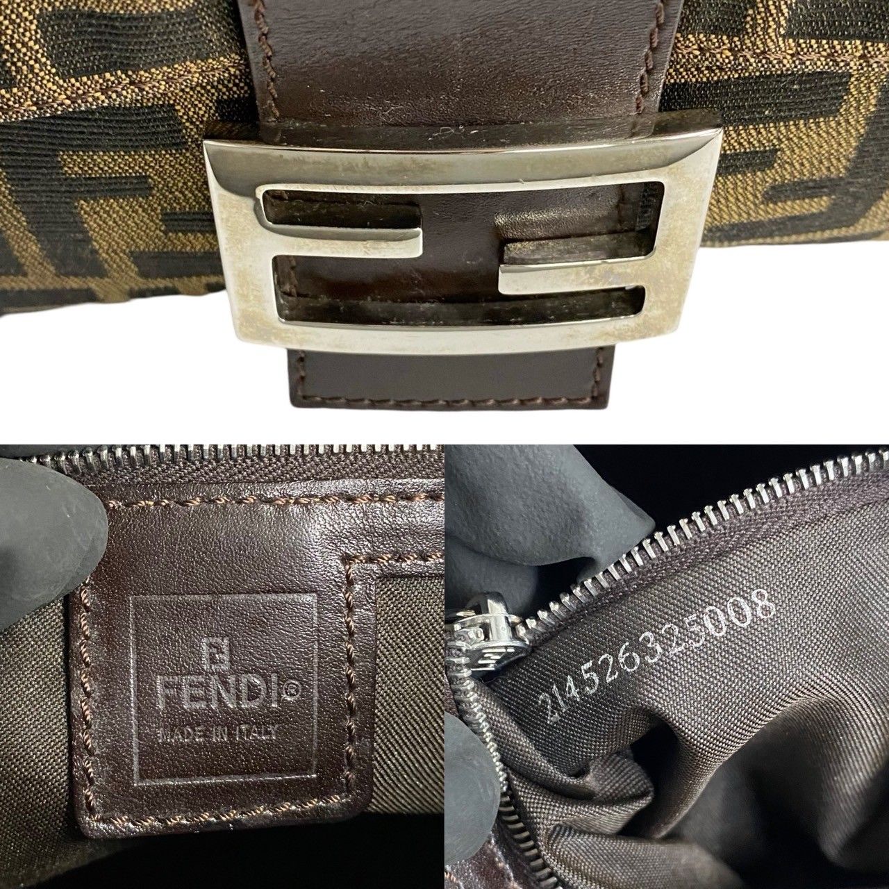 極 美品 FENDI フェンディ マンマバケット ズッカ FF 柄 レザー キャンバス ショルダーバッグ ワンショルダー ハンドバッグ ブラウン  02583 - メルカリ