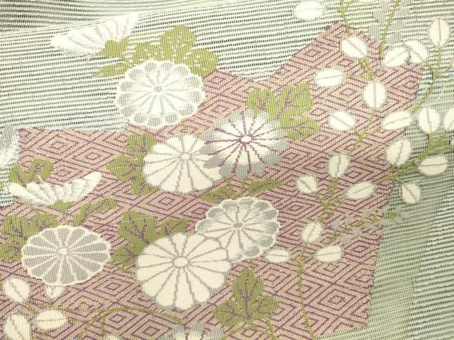 平和屋着物＊夏物 八寸名古屋帯 絽綴 菱草花文 金糸 正絹 逸品