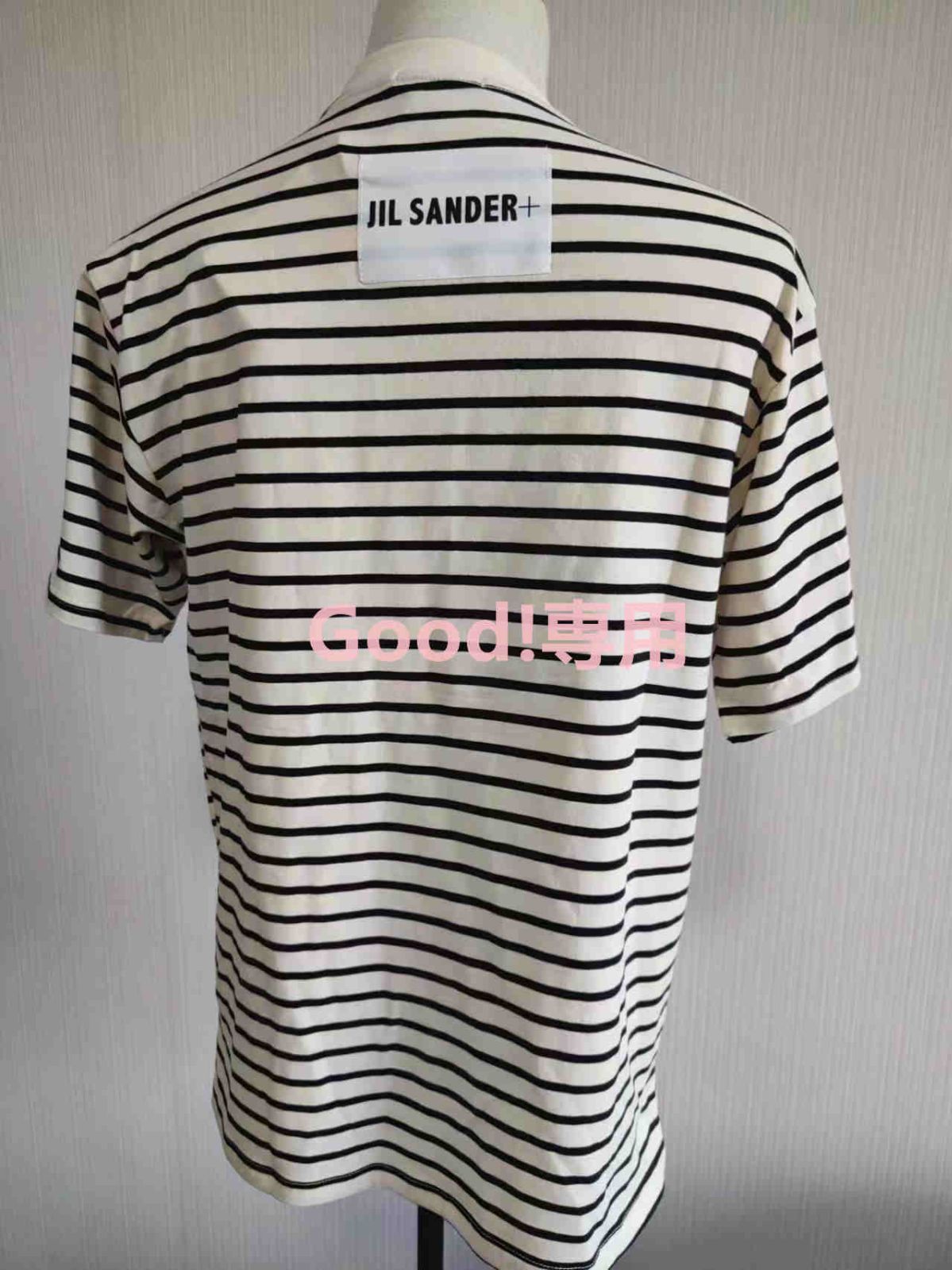 【値下】ジルサンダー JIL SANDER  Tシャツ 半袖  男女兼用 ストライプロゴパッチTシャツ