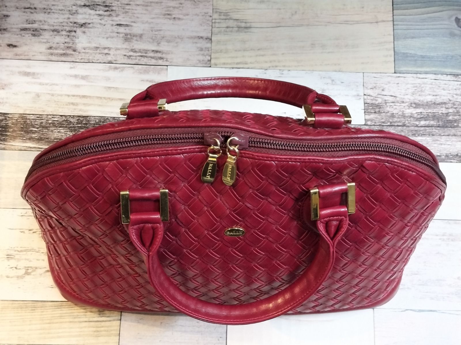 BALLY】バリー ヴィンテージ レザー 編み込み ハンドバッグ