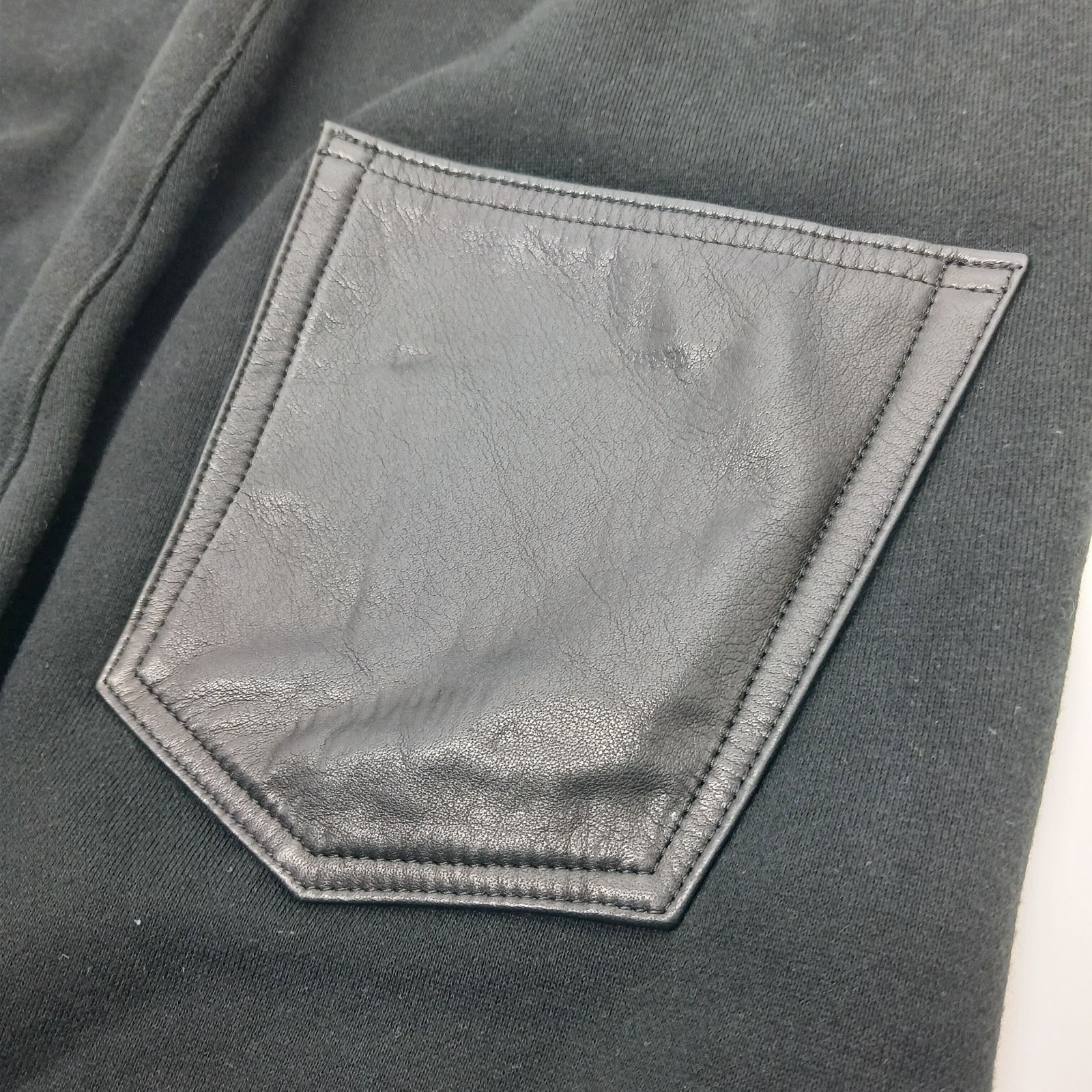 レザー切替 スウェットパンツ