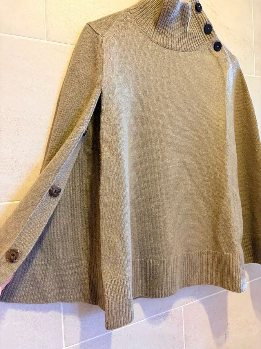  더한섬 래트 カシミア ウール ブレンド ポンチョ ケープ ニット Free 長袖 ニット セーター