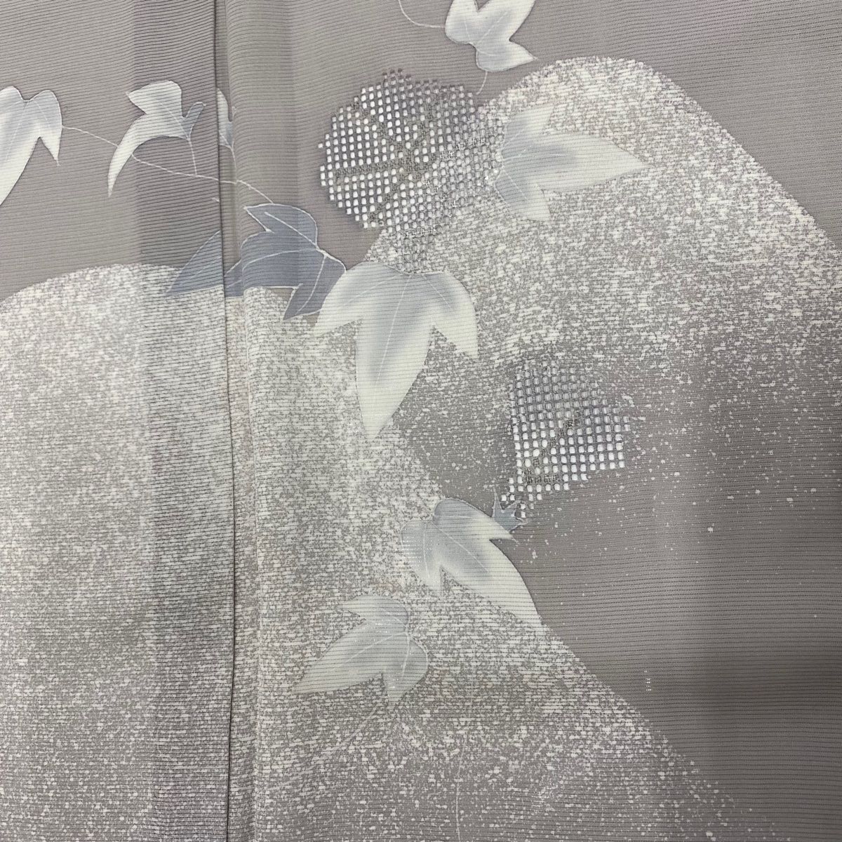 付下げ 身丈167cm 裄丈66.5cm M 薄物 絽 朝顔 山並み 汕頭刺繍
