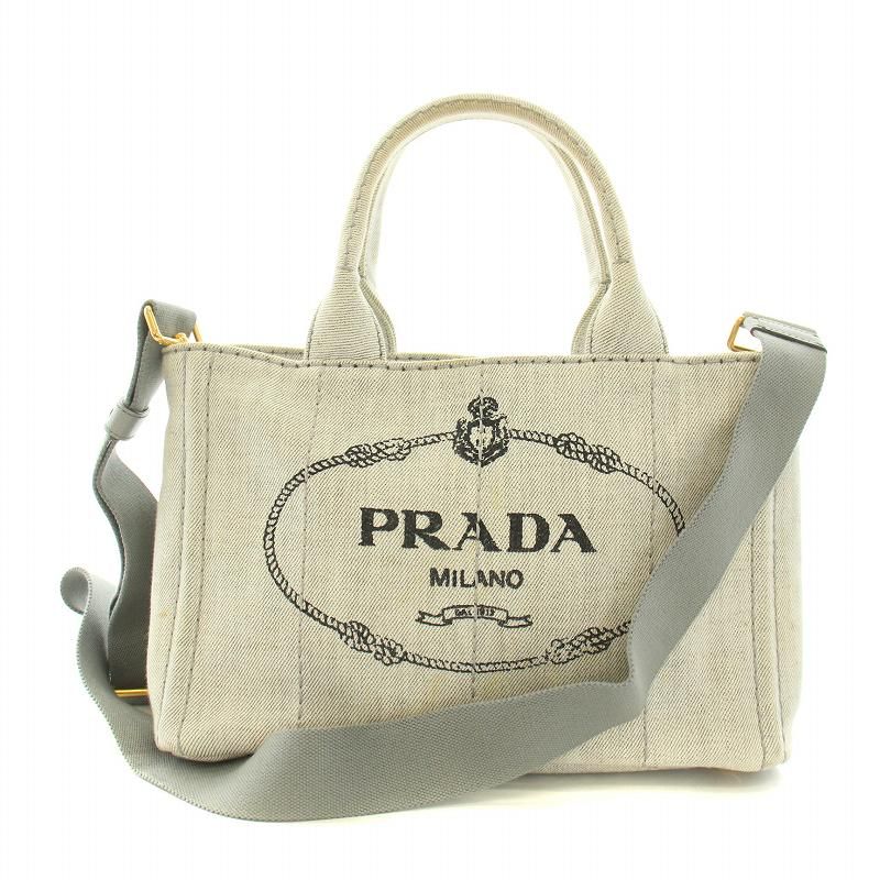 美品 プラダ カナパS 2WAY キャンバス トート ハンドバッグ ショルダー 極美品✨ PRADA カナパ S 2way ショルダー付 ネイビー