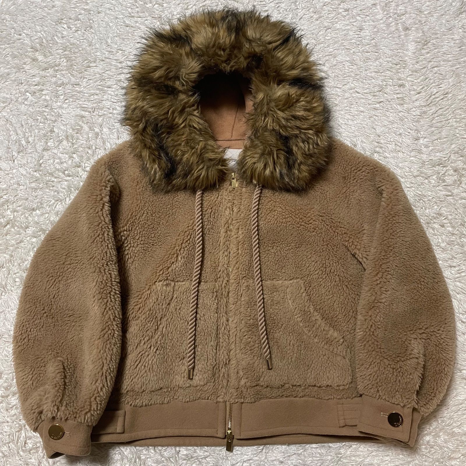 diagram ダイアグラム フード付 ボアブルゾン 36サイズ 0320401097 ベージュ レディース