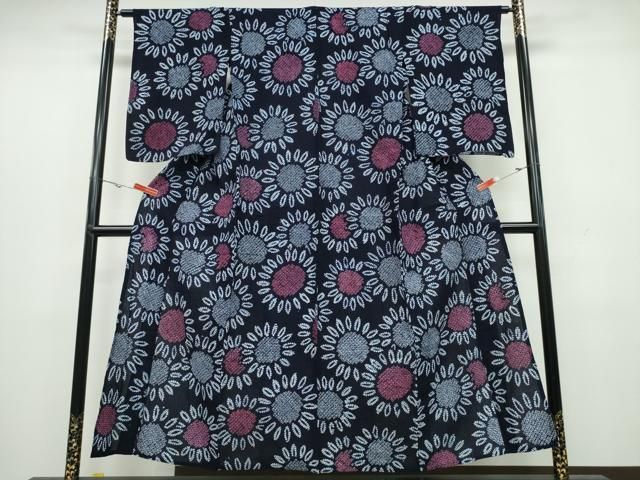 平和屋着物∴夏物 浴衣 有松鳴海絞り 向日葵 ひまわり 綿 CAAW1147ng