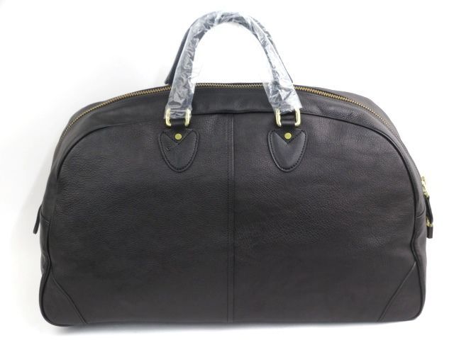 □新同□保管品□ ガンゾ ボストン ハンド バッグ ブラック レザー