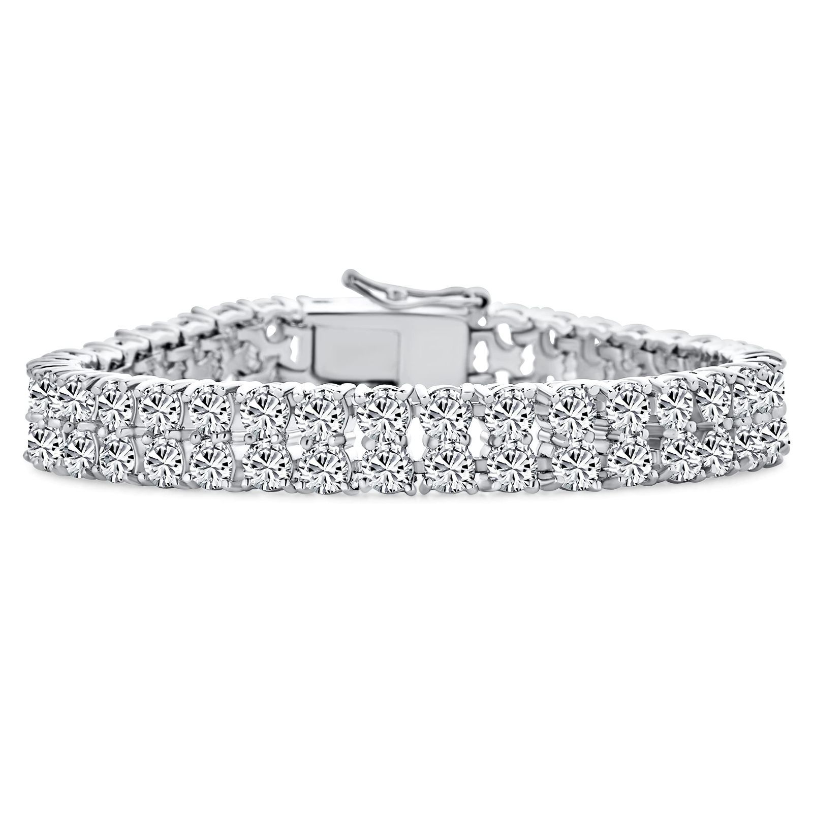 数量 Jewelry クラシックなファッションブライダルマルチロウワイドグラデュエートキュービックジルコニアクラスターAAA Bling CZステートメントブレスレットシルバープレートパーフェクトなプロム ウェディング または特別な場合に最適です