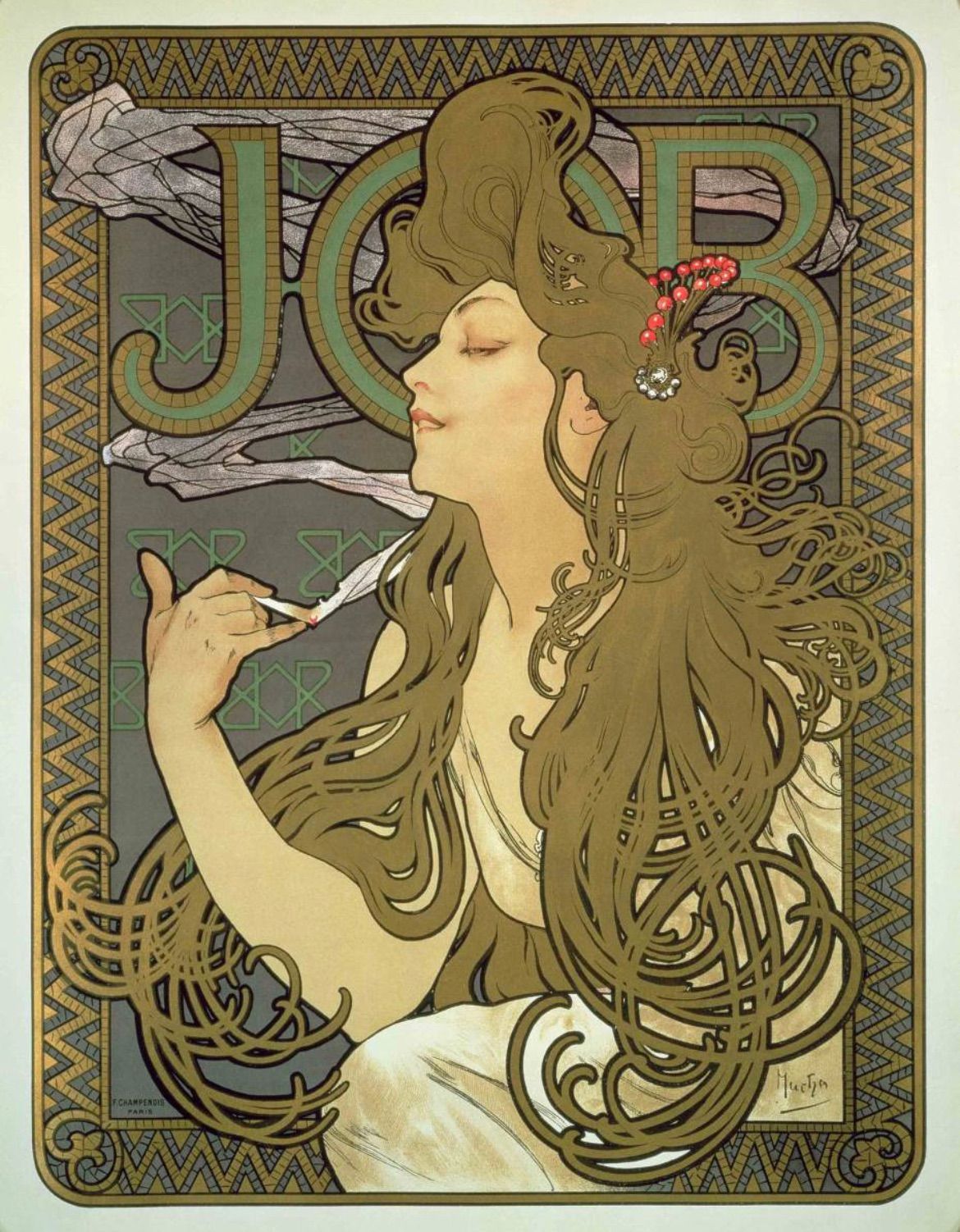 ミュシャ 『ジョブ』 リトグラフ 1896年 31x40cm 複製画 高品質