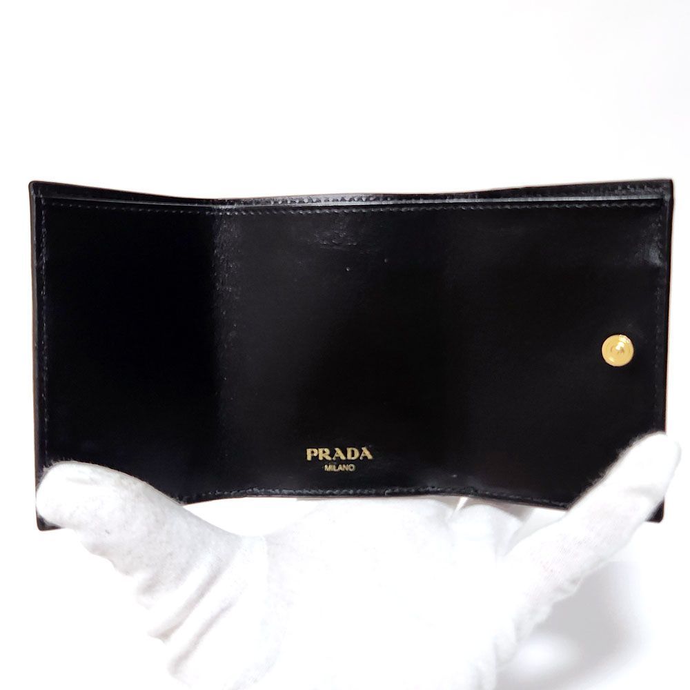 プラダ PRADA 三つ折り財布 1MH021 ブラック レザー 未使用 財布 三 