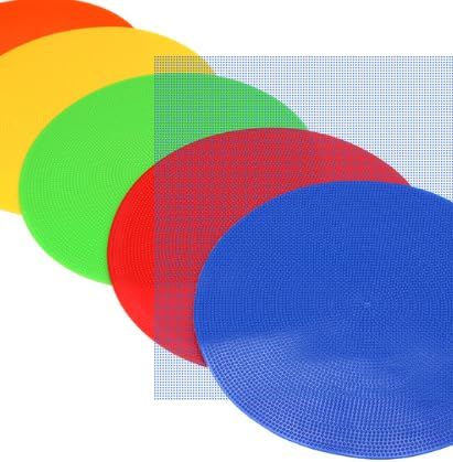 Famimueno ラインマーカー フラットコーン サッカー フットサル コート トレーニング 目印 (丸形/赤色/23cm/5枚セット) [丸形/赤色/23cm/5枚セット]