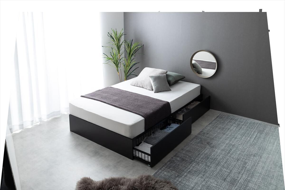 セミダブル】Slib すのこローベッド(ボンネルマットレス付き)153030