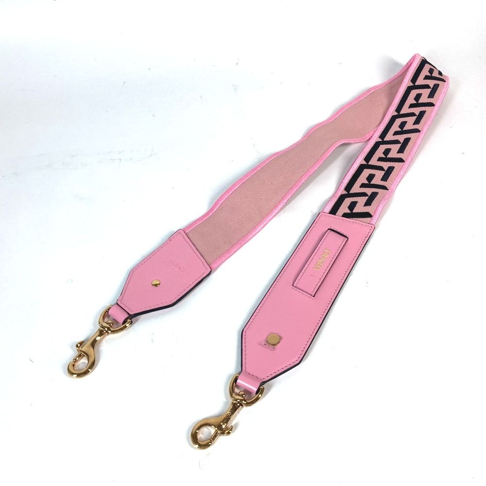 VERSACE ヴェルサーチ ショルダーストラップ ロゴ キャンバス/レザー