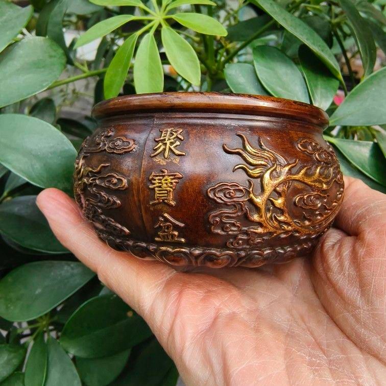 銅細工 鎏金龍鳳呈祥香炉 聚宝盆 茶道具 香道具 工芸品 置物 銅細工 鎏金龍鳳呈祥香炉 聚宝盆 茶道具 香道具 工芸品 置物