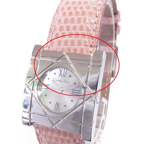クリスチャンディオール Christian Dior クールカレ 腕時計 クォーツ アナログ 2針 D82-100 文字盤 シルバーカラー ピンク  ウォッチ □SM1 - メルカリ