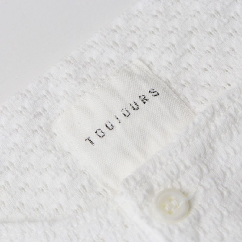  トゥジュー コットン透かしニットヘンリーTシャツ F ホワイト カットソー 半袖 トップス アンサンブル トップス