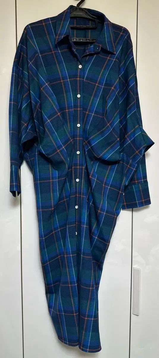 ウールチェックピンタックロングドレス