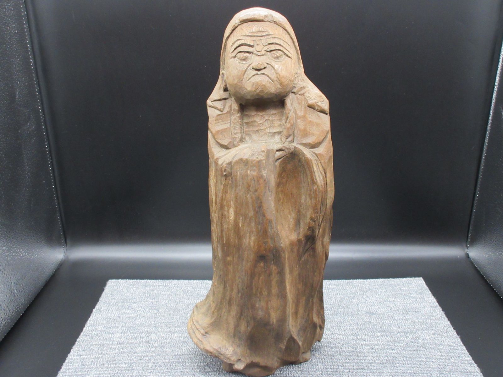 貴重】一刀彫達磨大師木彫りアンティークヴィンテージ縁起物