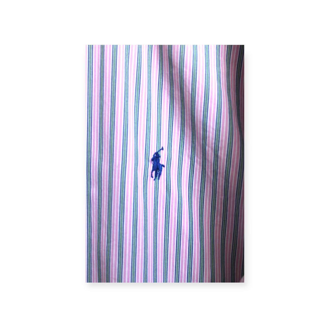 Ralph Lauren クラシックフィット 長袖シャツ ピンクと白のストライプ クラシック フィット ストライプド コットンリネン シャツ