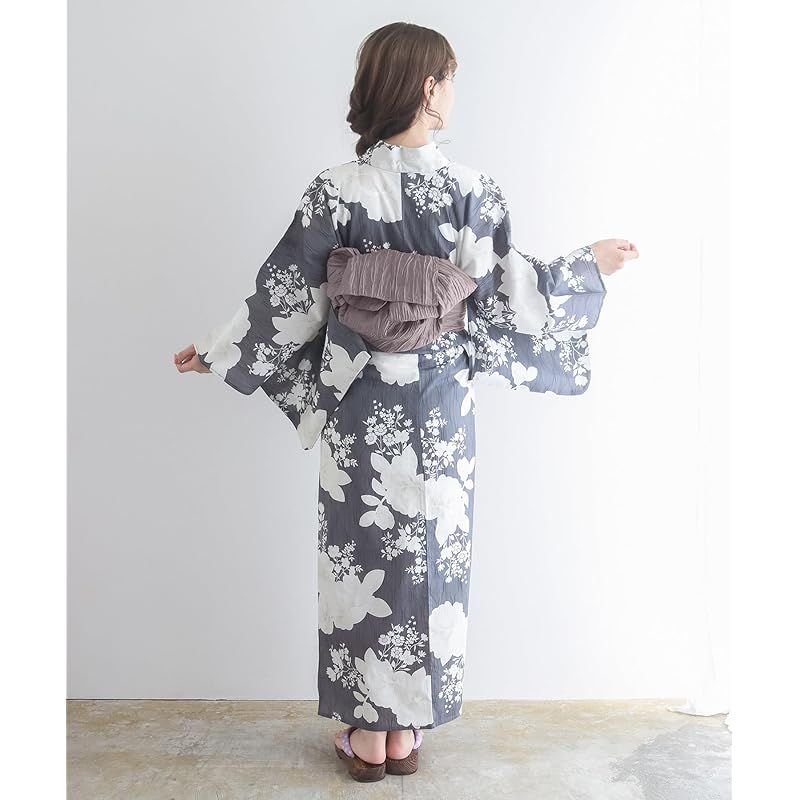 浴衣 変わり織生成り二部式浴衣4点セットF H レディース KYOETSU