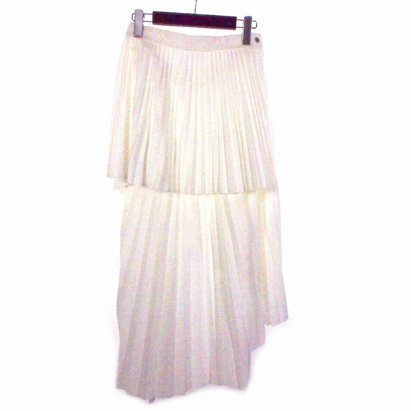 ジョンローレンスサリバン JOHN LAWRENCE SULLIVAN TWILL JERSEY WRAP SKIRT プリーツスカート XS ホワイト 白 2C031-0623-21
