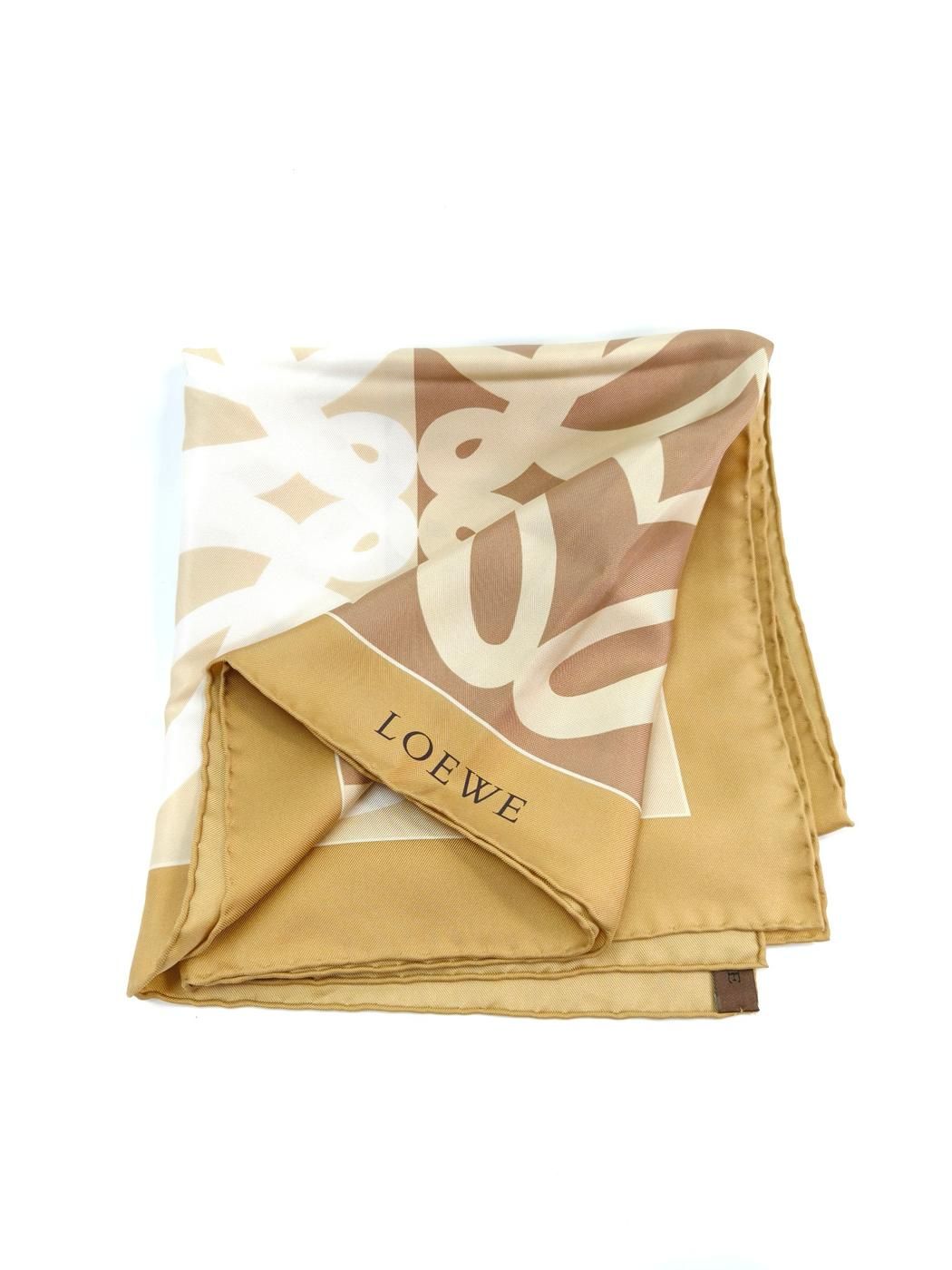 LOEWE ロエベ スカーフ 大判 アナグラム シルク100% ブラウン