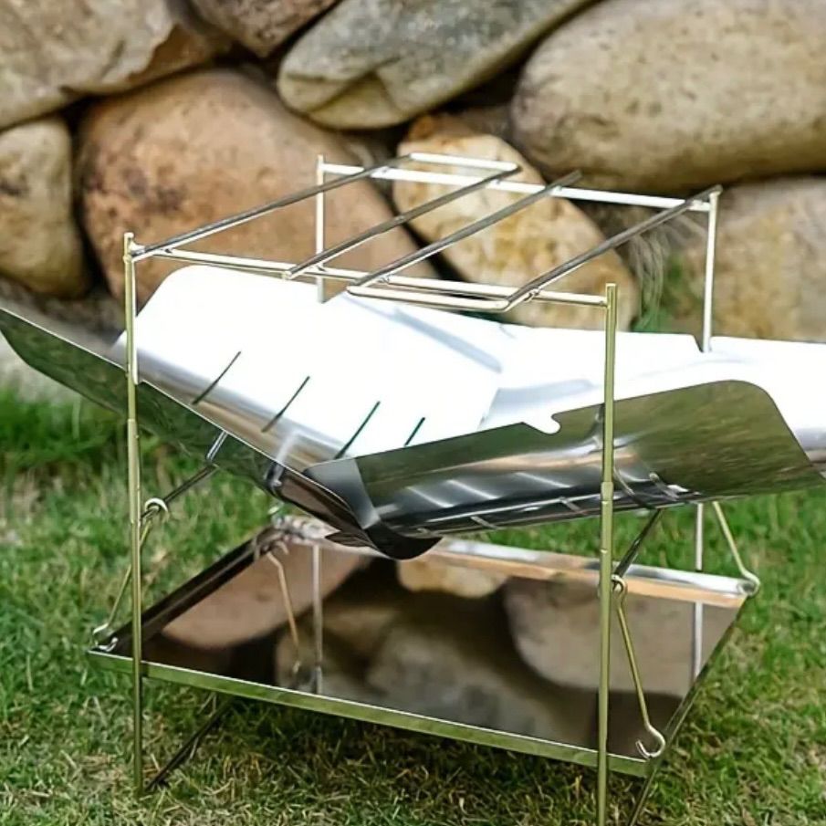 BBQグリル ステンレス製 ポータブルデザイン 高温耐性 軽量構造 鏡面仕上げ 屋外調理器具 折りたたみ対応 コンパクト収納 携帯便利 焚火台 調理プレート アウトドアバーベキュー対応 キャンプ ピクニック 多用途仕様 ギフト対応 耐久性優れた調理スタンド