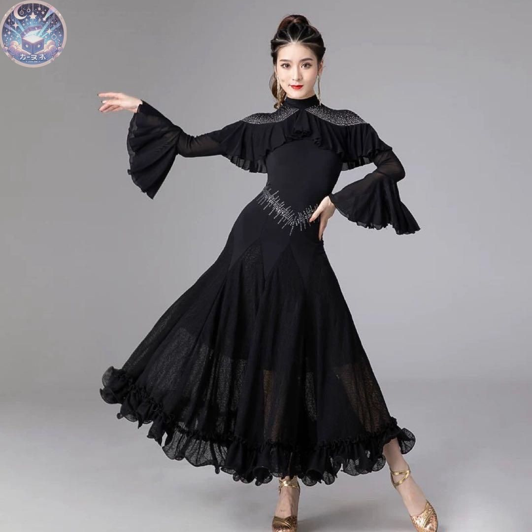 【目を惹く豪華デザイン】発表会・競技会で映えるストーン付きスタンダードドレス 目を惹く豪華デザイン】発表会・競技会で映えるストーン付き