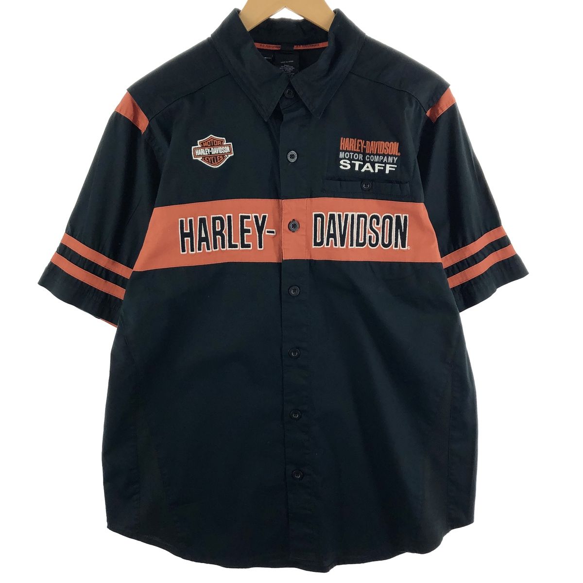 古着 ハーレーダビッドソン Harley-Davidson 刺繍 半袖 ワークシャツ 