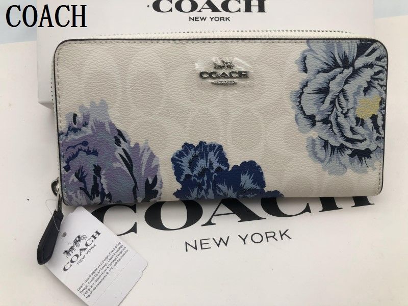 コーチ COACH 長財布 財布 レディース シグネチャー アコーディオンラウンドジップウォレット チョークマルチ×ペリウィンクル 財布 贈り物a174 F6656新品未使用  E20