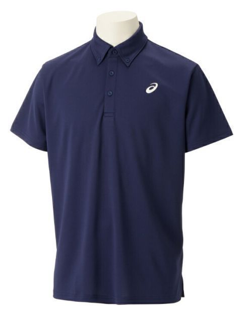 asics アシックス ES DRY BD POLO SS SHIRT ピーコート 2XL 2031E022 400 | スポーツ メンズ 2XL 紺 服 衣類 衣料品ウェア ウエア フィットネスウェア トップス ドライ シャツ ポロシャツ ボタンダウン 吸汗